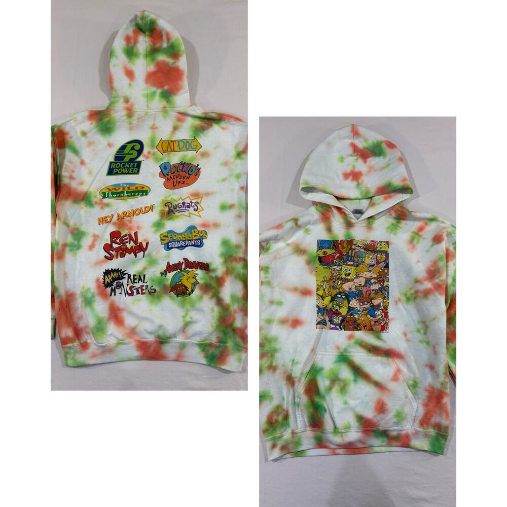 Nickelodeon Classic 90s 00s Cartoons Custom Handmade Tie Dyed Hoodie